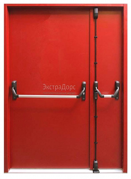 Противопожарная дверь EI 60 дымогазонепроницаемая красная с антипаникой в Конаково  купить