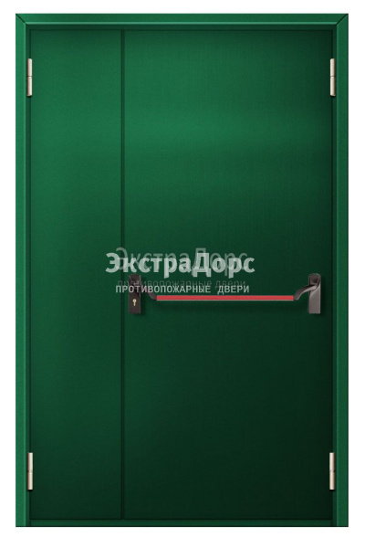 Противопожарная дверь с терморазрывом EI 90 полуторная металлическая зеленая