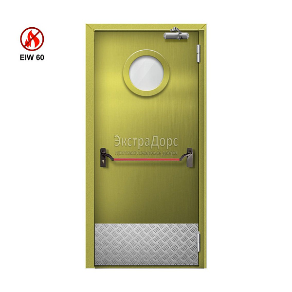 Противопожарная дверь EIW 60 ДОП-01-EIW-60 ДП54 однопольная остекленная стальная с антипаникой в Конаково  купить