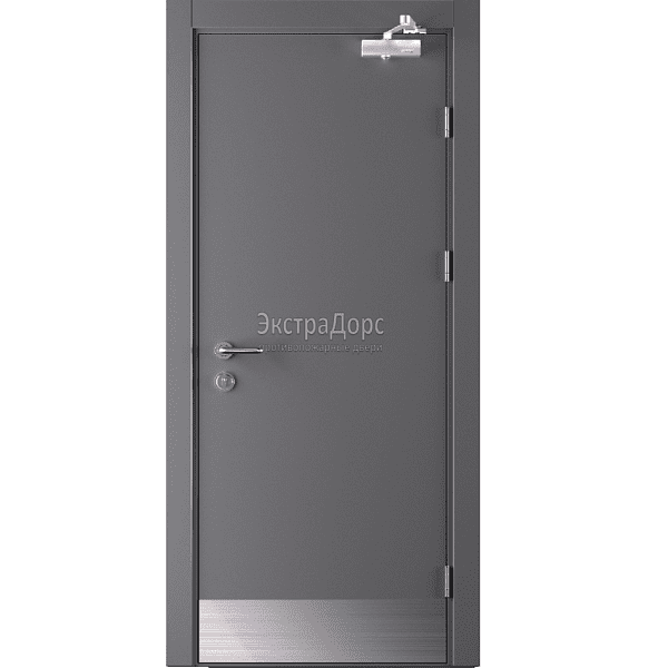 Противопожарная дверь металлическая черная с выпадающим порогом в Конаково  купить