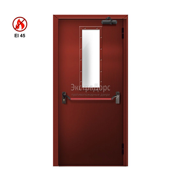 Противопожарная дверь EI 45 ДМП-01-EI45 ДП148 однопольная остекленная с антипаникой в Конаково  купить