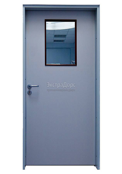 Дверь противопожарная металлическая однопольная EI 30 газодымонепроницаемая со стеклом в Конаково  купить