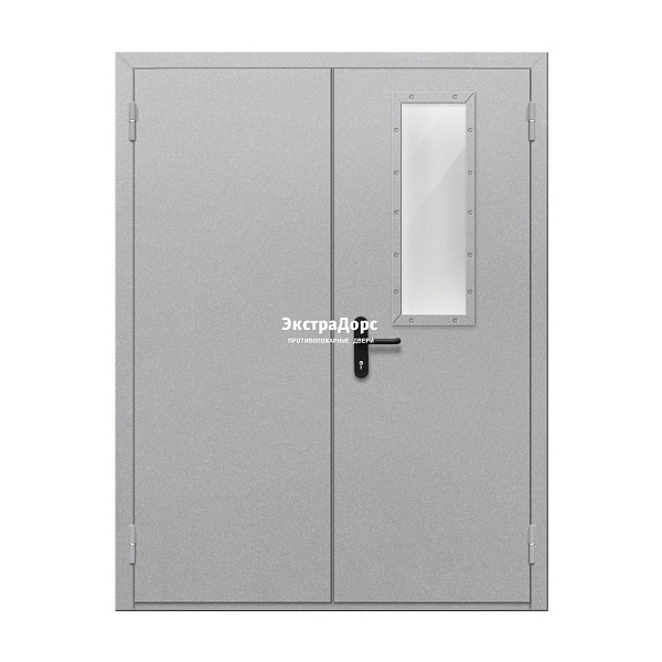 Двупольная огнестойкая дверь EI 60 ДО-02-EI-60 двупольная остеклённая с прямоугольным стеклом в Конаково  купить